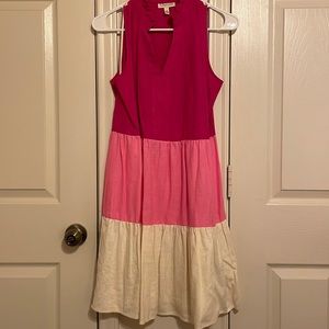 Nordstrom Sleeveless Ruffle Neck Colorblock Dress